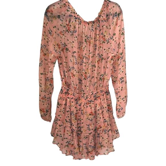 Loveshackfancy Popover Sunset Pink Floral Silk Mini Dress Size S - Picture 5 of 14